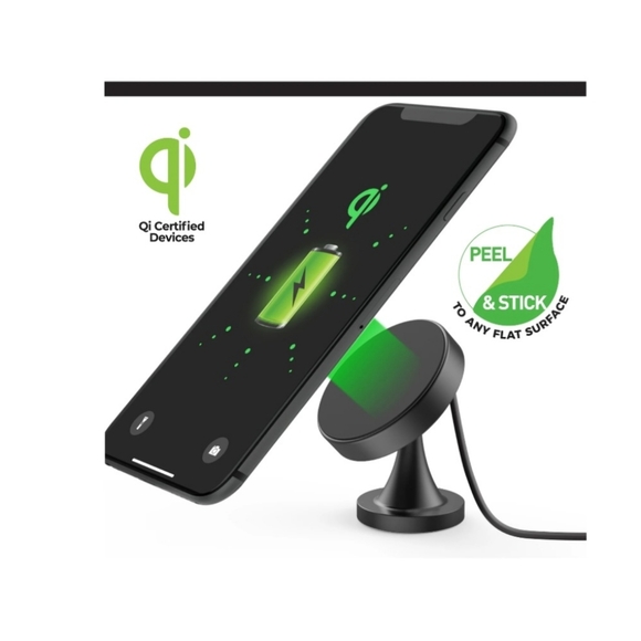 Wireless Charger & Magnetic Suction Cell Phone Mount - Black - Picture 12 of 12